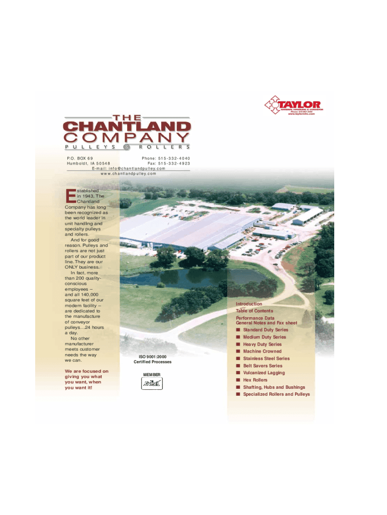 Fillable Online The Chantland Company Pulleys & Rollers. Product