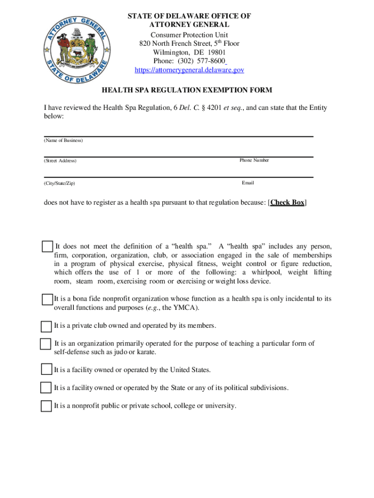 Fillable Online attorneygeneral delaware STATE OF DELAWARE OFFICE OF