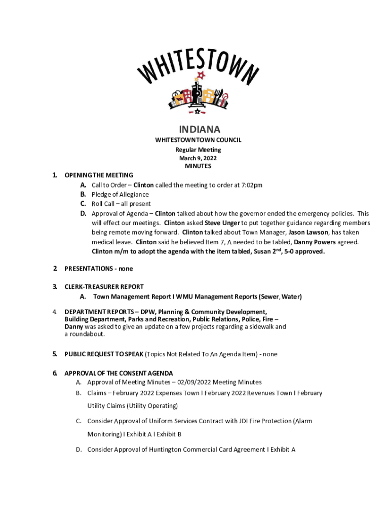 Fillable Online whitestown in whitestown.in.govwpcontentuploadsINDIANA