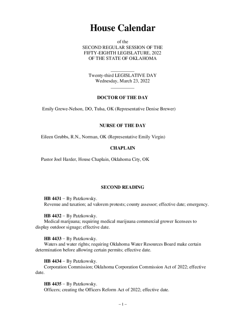 Fillable Online All House Calendars Vermont Legislature Fax Email