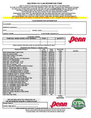 Fillable Online 2022 Penn Redemption form.xls-Compatibility Mode Fax