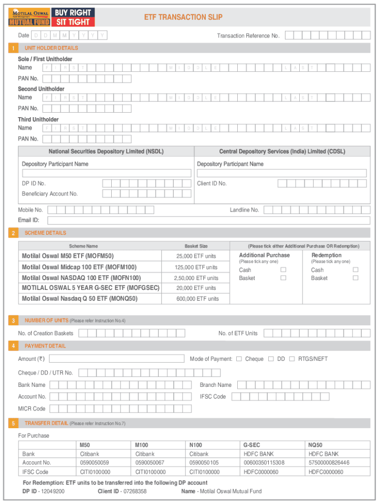 Fillable Online ACKNOWLEDGMENT SLIP COMMON TRANSACTION SLIP (To be ...