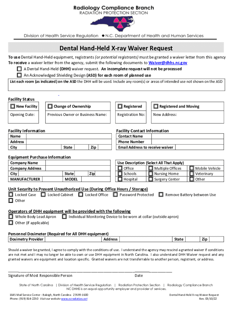 Fillable Online Dental HandHeld Xray Waiver Request Fax Email Print