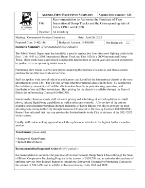 Recommendation to Authorize the Purchase of Two International ...