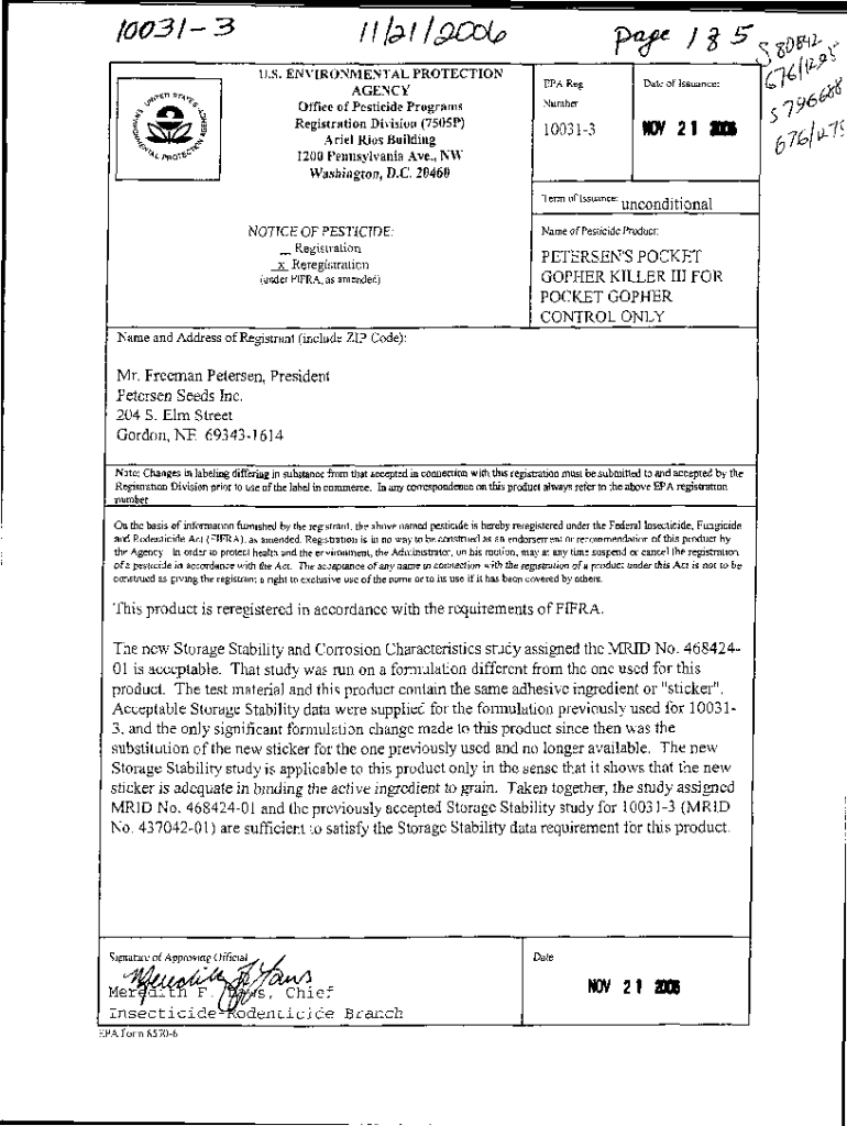 Fillable Online U.S. EPA, Pesticide Product Label, PETERSENS POCKET