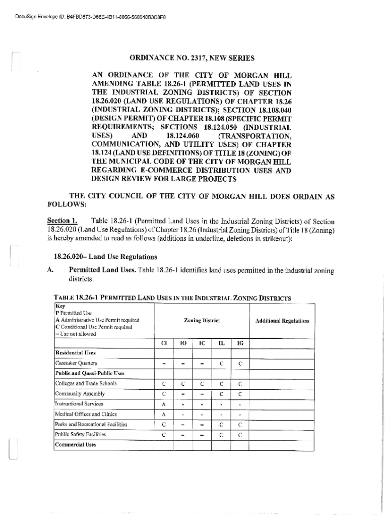 Fillable Online Table 18. 261 ( Permitted Land Uses in the Industrial