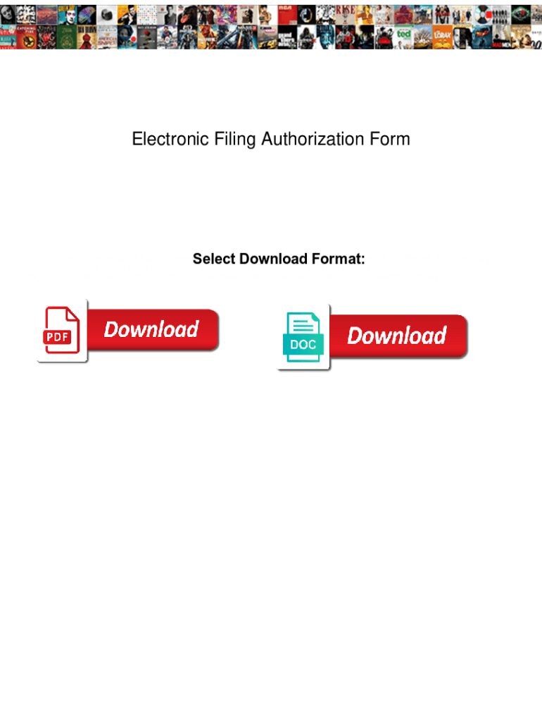 Fillable Online Electronic Filing Authorization Form. Electronic Filing ...