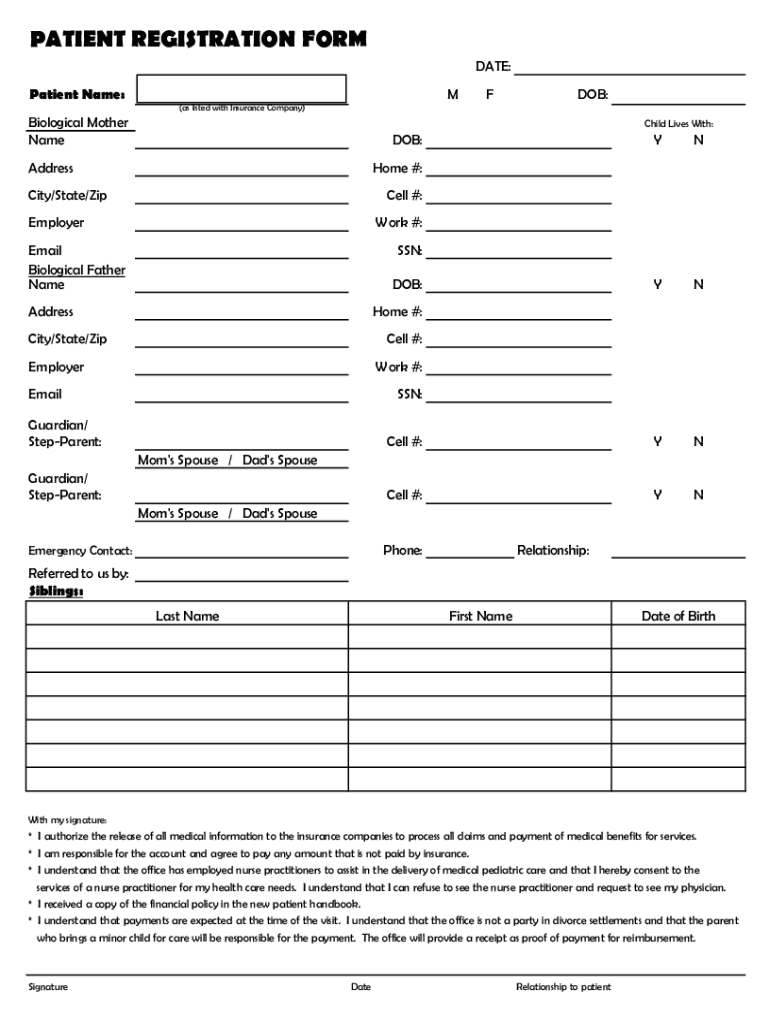 REGISTRATION FORM Section I: Patient Information Date Section II Preview on Page 1