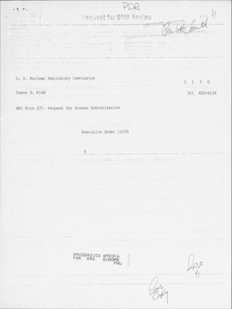 Fillable Online Request for OMB review & supporting statement re NRC