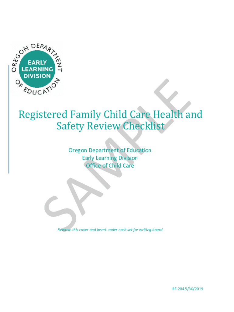 Fillable Online OCC-0092 RF Health and Safety Review Checklist RU SAMPLE - Oregon Early ... Fax ...