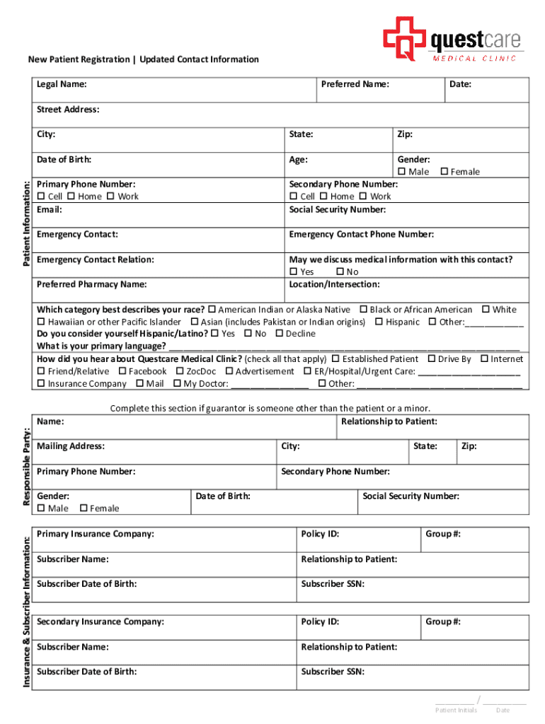 clinic new patient registration Preview on Page 1