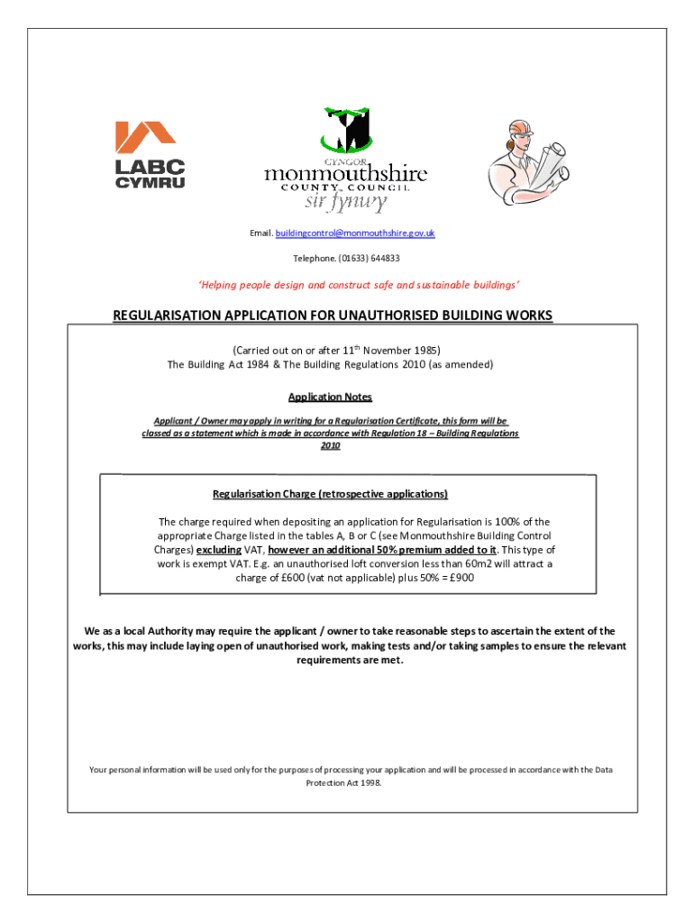 Fillable Online Monmouthshire Building Control Fill Online, Printable, Fillable Fax Email