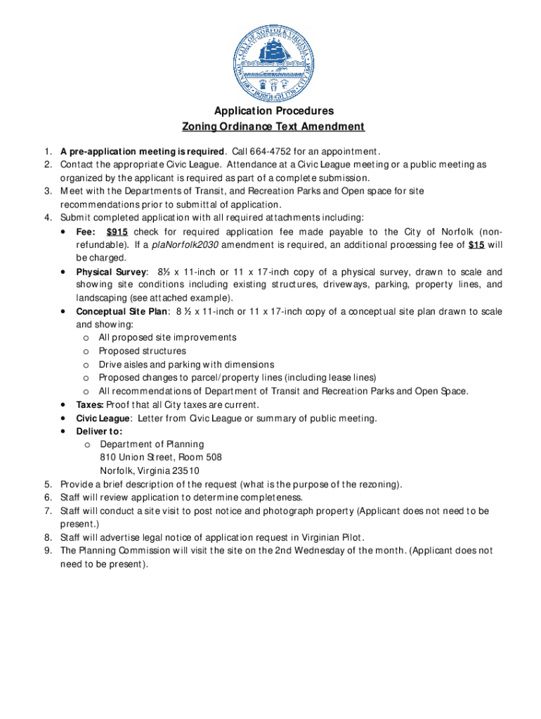 Fillable Online www.norfolk.govDocumentCenterViewApplication Procedures