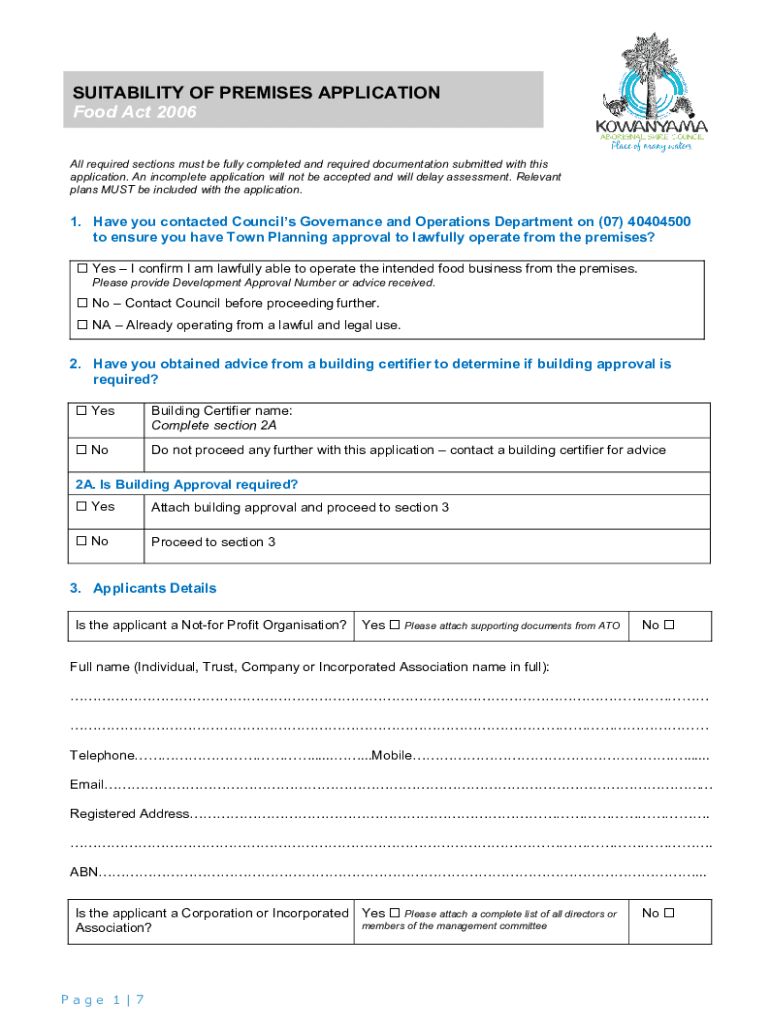 Fillable Online Information Notice Food business licence application form. Application form