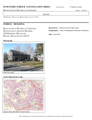 Fillable Online INVENTORY FORM CONTINUATION SHEET Massachusetts ...