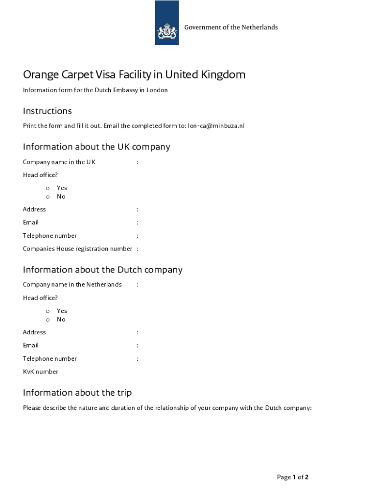 Fillable Online Orange Carpet Visa Facility in United Kingdom. Fill out