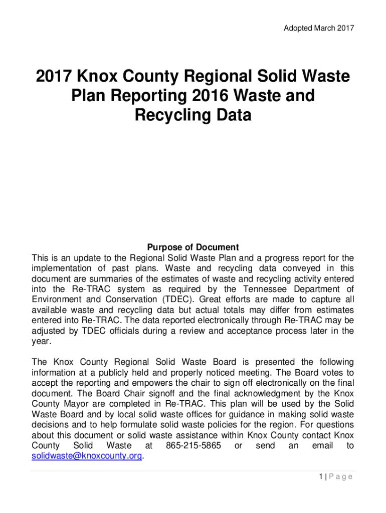 Fillable Online KNOX County Solid Waste Department in Knoxville, TN Fax