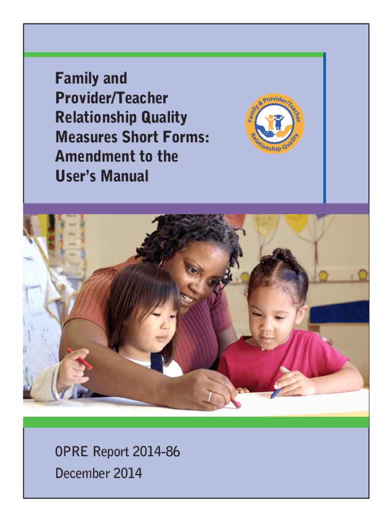 Fillable Online Family and Provider/Teacher Relationship Quality