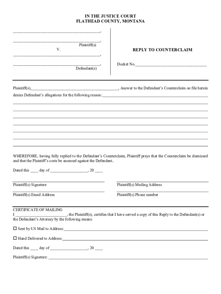 Fillable Online flathead mt Flathead County Justice Court Flathead