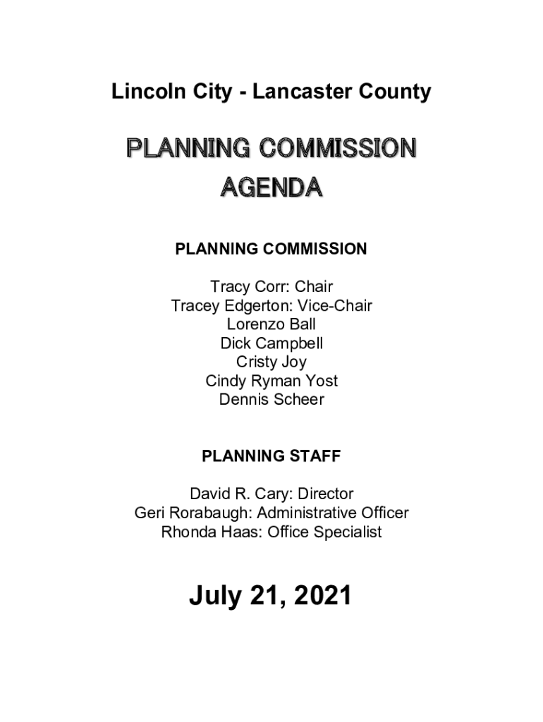 Fillable Online PLANNING COMMISSIONPLANNING COMMISSION AGENDAAGENDA