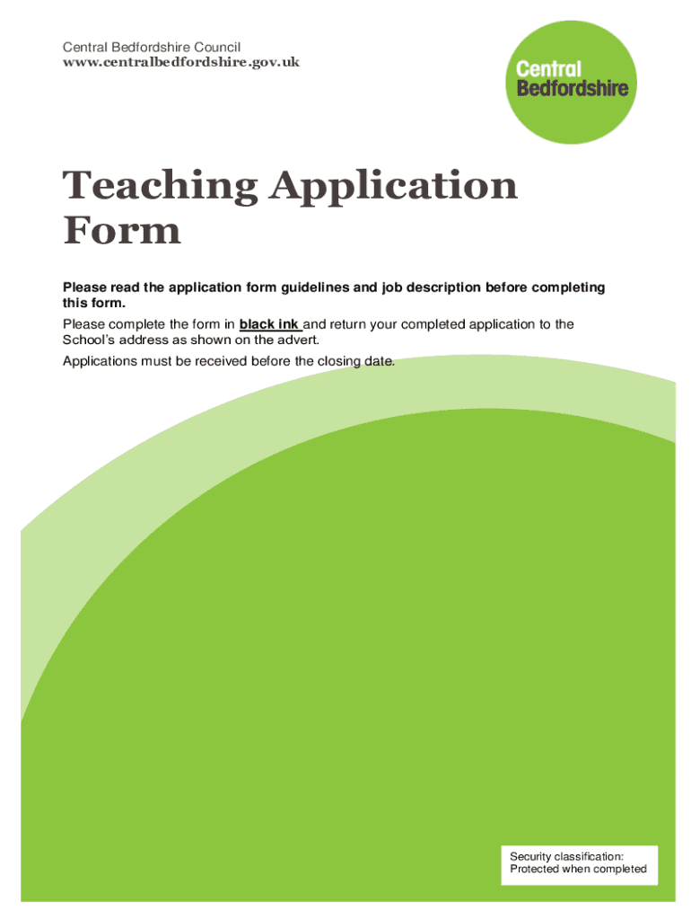 united kingdom council teaching application Preview on Page 1