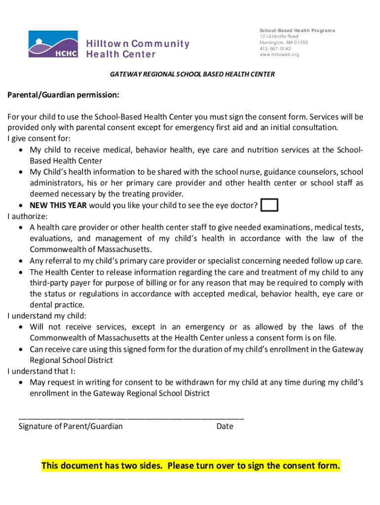 Fillable Online Hilltown Community Health Center Huntington Health