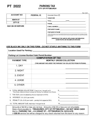 Fillable Online apps pittsburghpa Parking Tax Form 2022 Fax Email Print ...