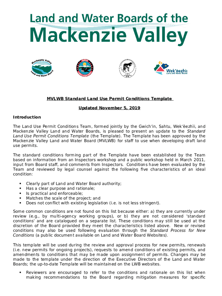 MVLWB Working Group Four Standard Land Use Permit Template Doc Template