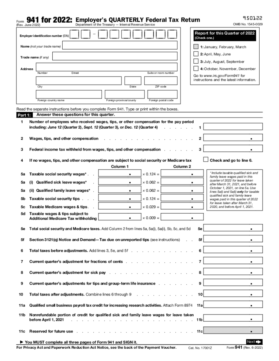 Irs Form 941 for 2018