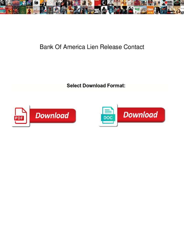 Fillable Online Bank Of America Lien Release Contact. Bank Of America