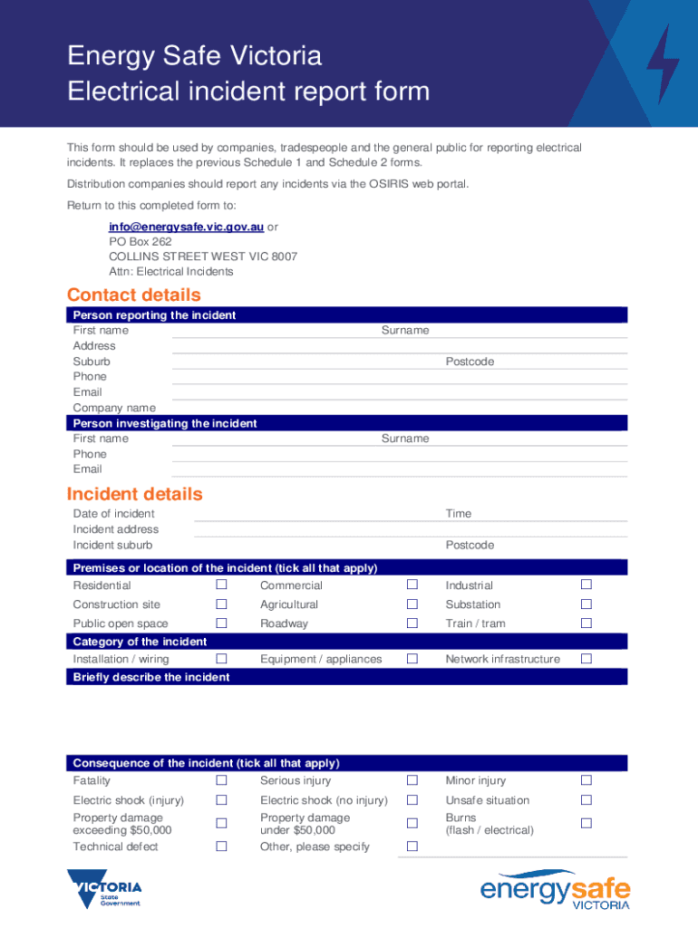 australia electrical incident report Preview on Page 1