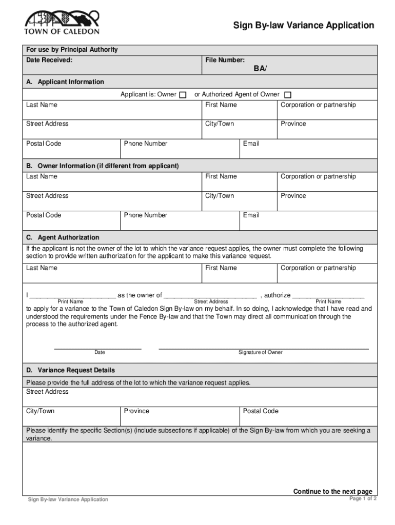 Fillable Online fill.ioSignBylawvarianceapplicationAFillable Sign