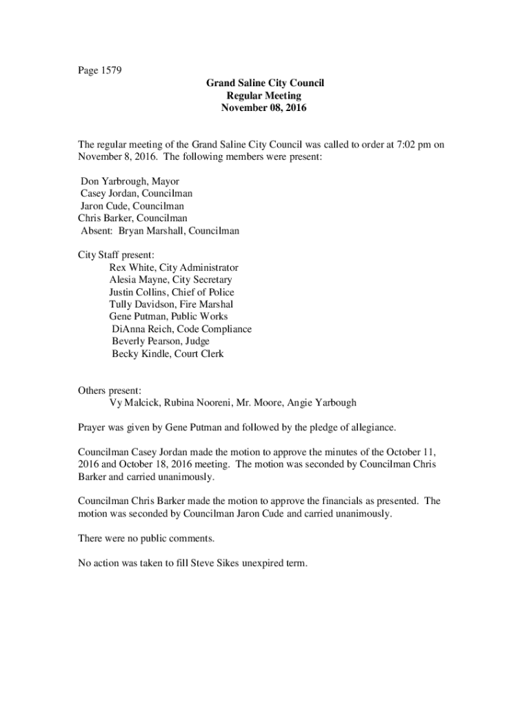 Fillable Online Council Grand