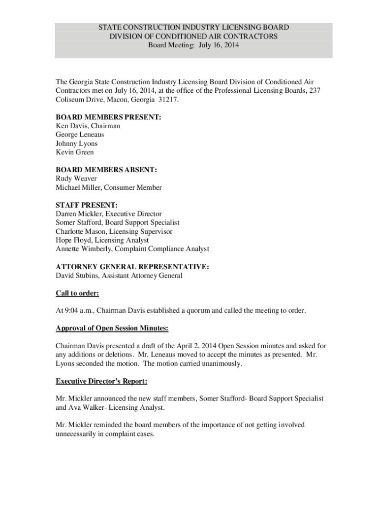 Fillable Online sos ga STATE CONSTRUCTION INDUSTRY LICENSING BOARD