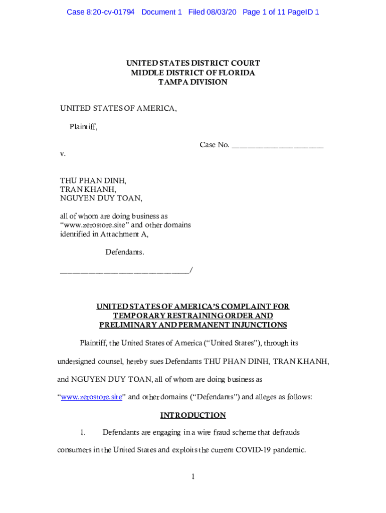 Fillable Online UNITED STATES DISTRICT COURT MIDDLE DISTRICT OF FLORIDA Fillable Online UNITED STATES DISTRICT COURT MIDDLE DISTRICT OF FLORIDA