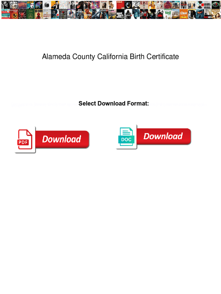 Fillable Online Alameda County California Birth Certificate. Alameda ...