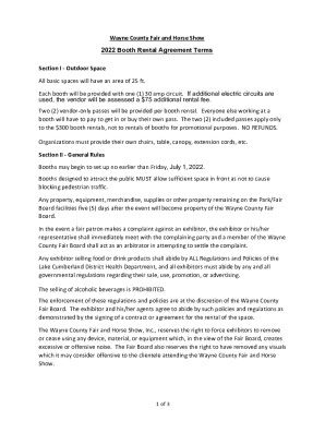 Wayne Co Fair Board Booth Rental Agreement Form: Fillable, Printable ...