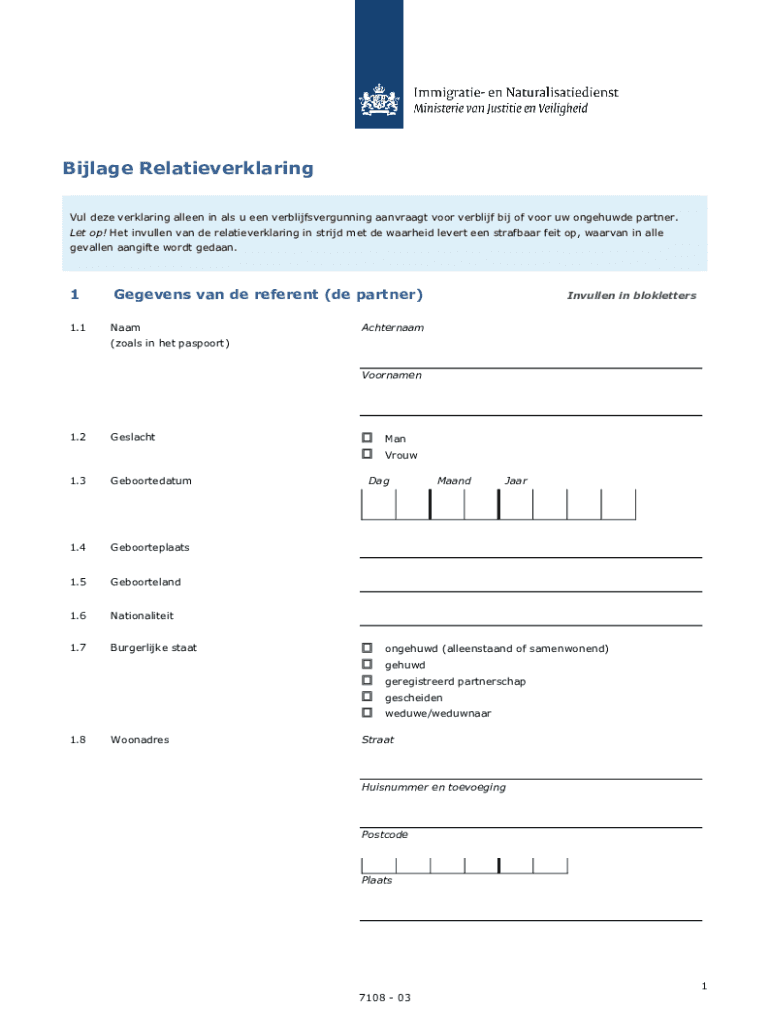 bijlage relatieverklaring Preview on Page 1