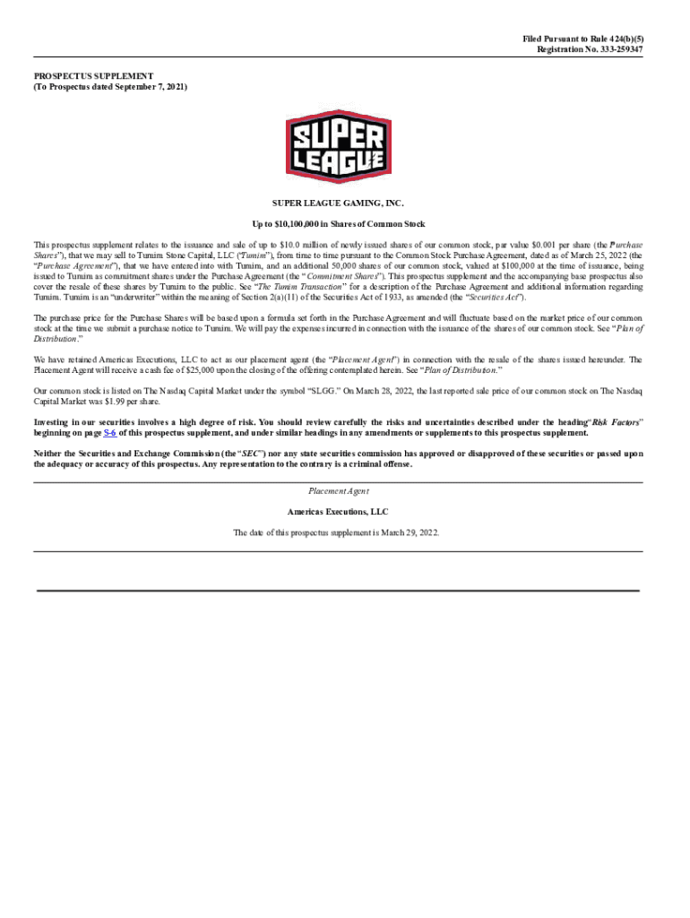 Fillable Online Form 424B5 Definition