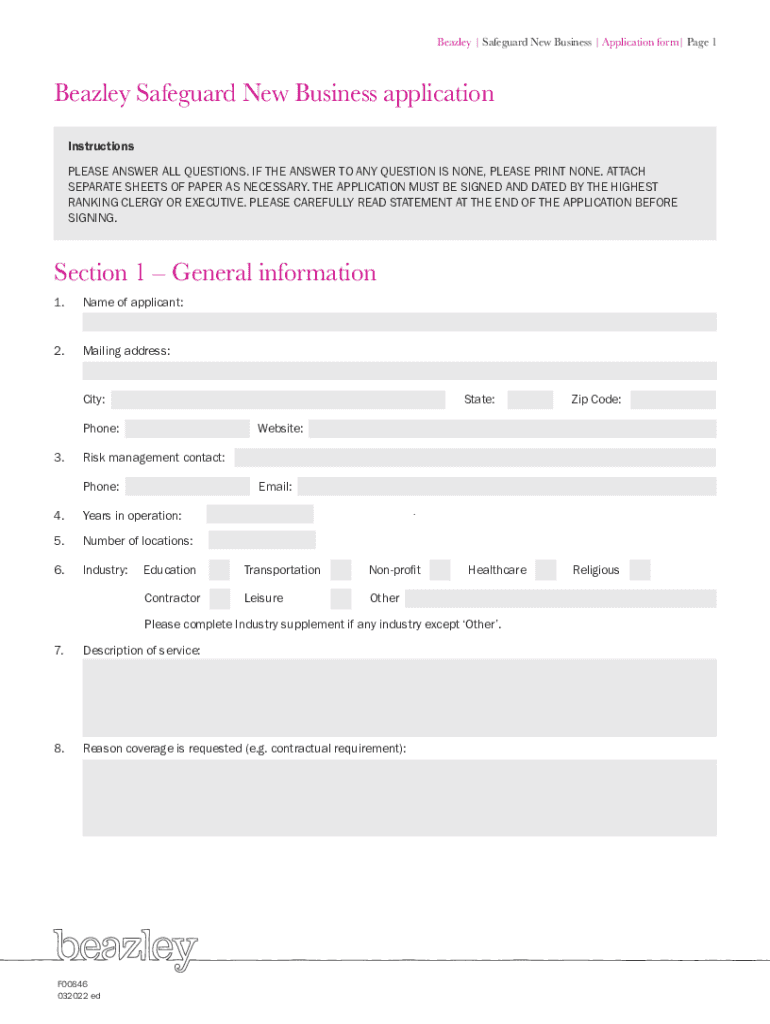 Fillable Online Beazley