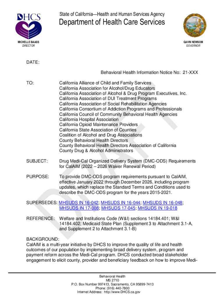 Fillable Online DMCODS Requirements for CalAIM. DMCODS Requirements