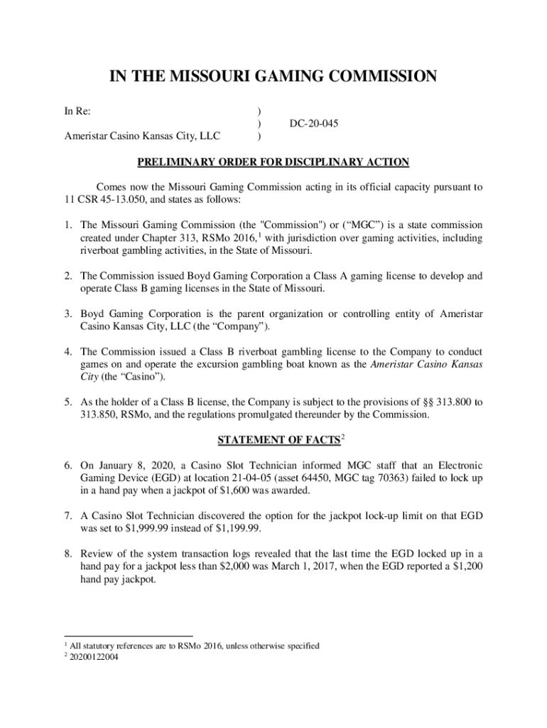 Fillable Online Missouri Gaming Regulators Approve Pinnacles