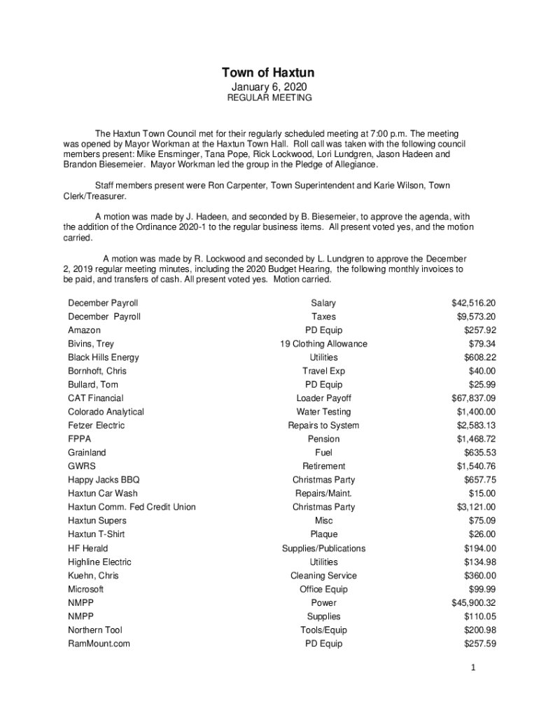 Fillable Online was opened by Mayor Workman at the Haxtun Town Hall Fax