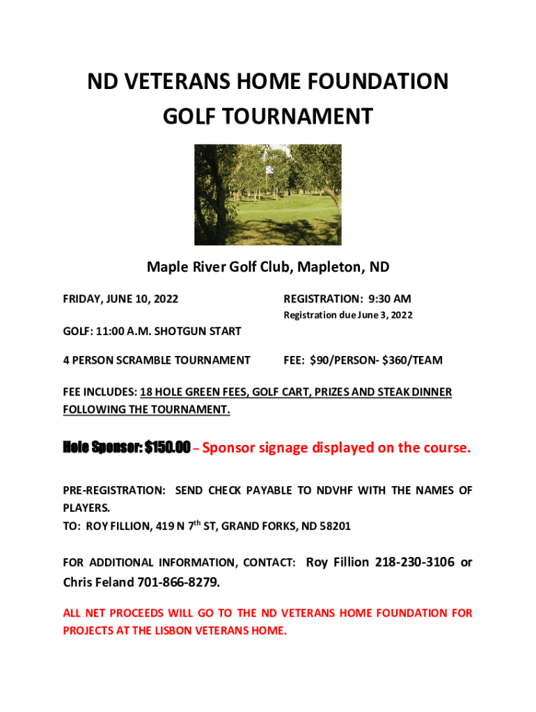 Fillable Online Play FORE the ParksMaple River Golf Club, Mapleton, ND Fax Email Print pdfFiller
