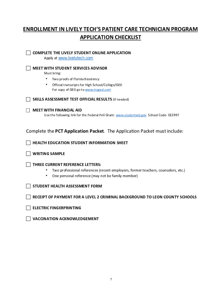Fillable Online Patient Care Technician Certificate ProgramPatient Care Fillable Online Patient Care Technician Certificate ProgramPatient Care