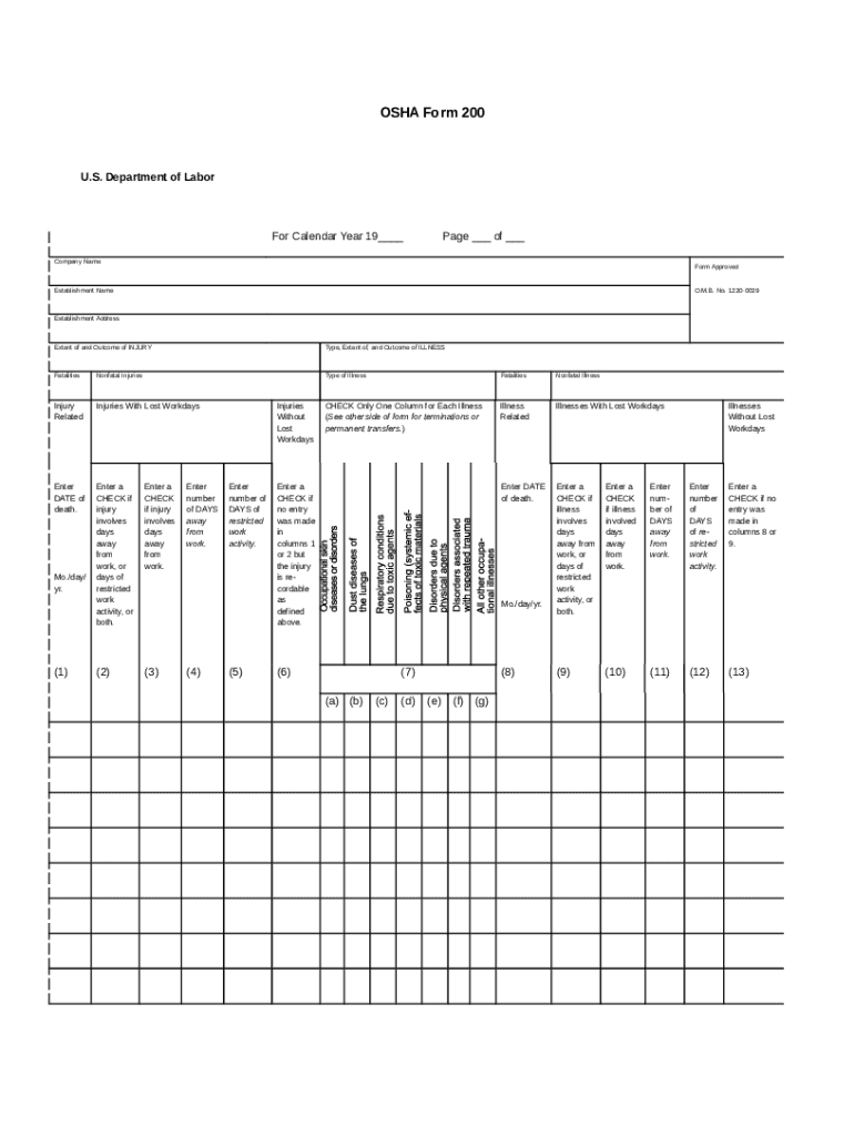 Osha 200 - Fill Online, Printable, , BlankpdfFiller Doc Template ...