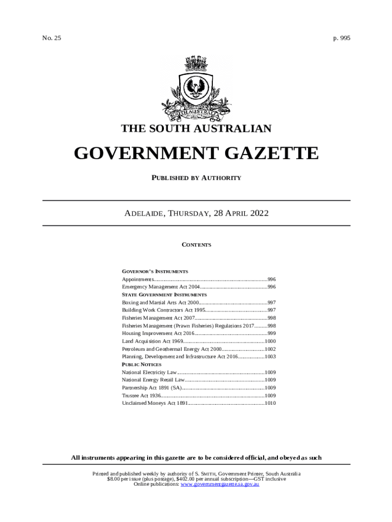governmentgazette.sa.gov.au April 2022025THE SOUTH AUSTRALIAN