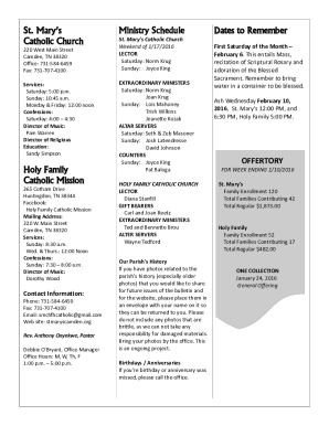 ST MARY'S SATURDAY &amp;amp; SUNDAY MINISTRY SCHEDULE
