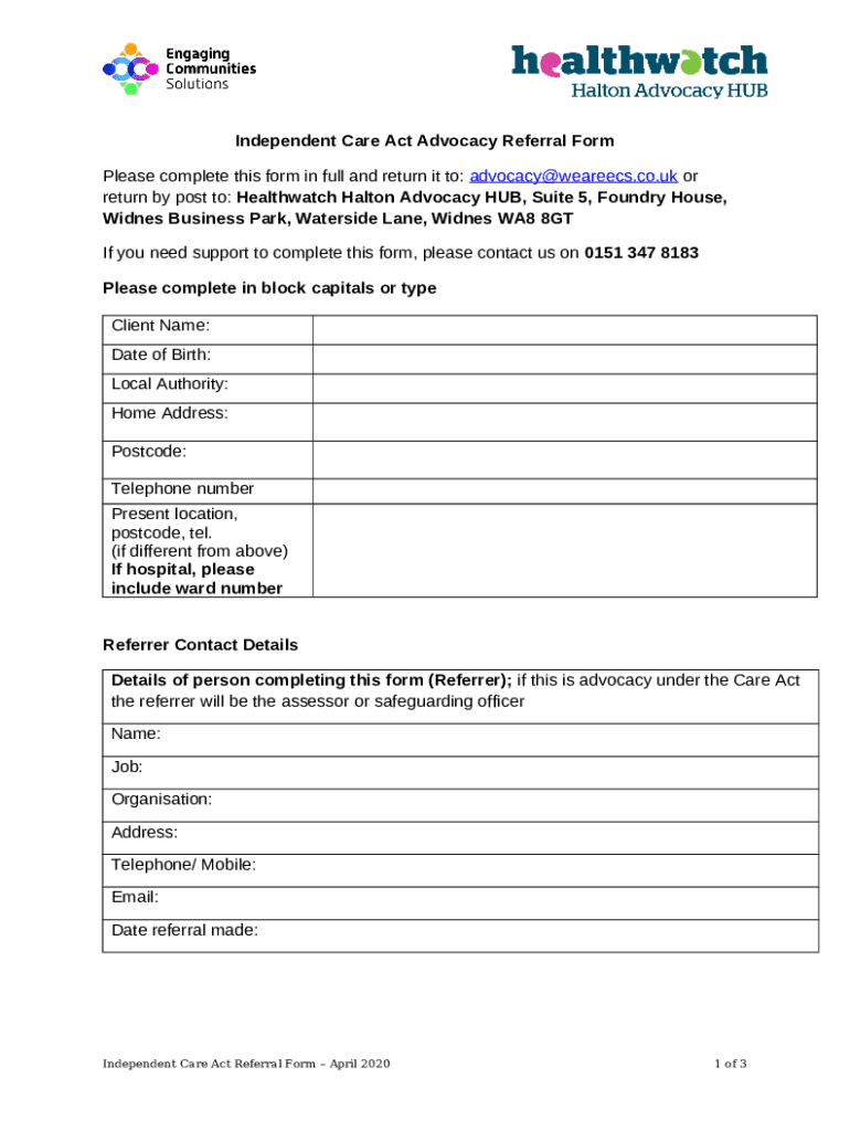 Act Advocacy Service (Adults) Referral Docest