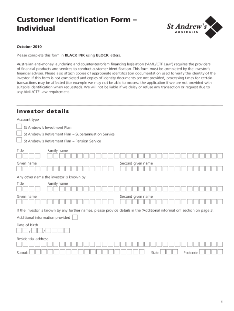 Fillable Online Customer identification form.doc Customer